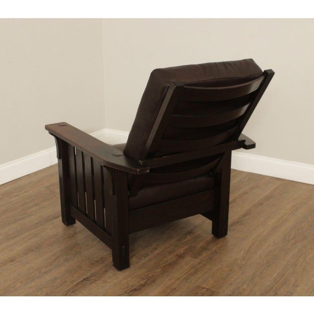 L & JG Stickley Antique Mission Oak and Leather Morris Chair For Sale - Image 10 of 18
