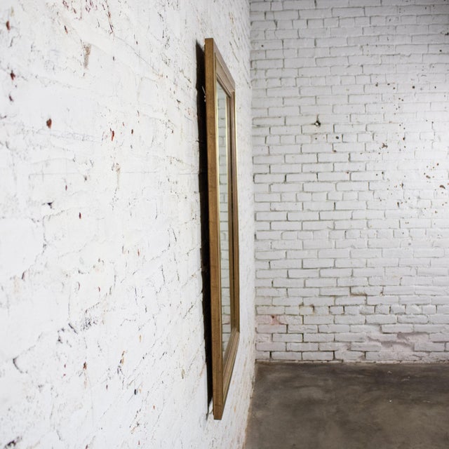 Brown 1974 Modern Wall Mirror by Thomasville Rectangular Oak Frame With Brass Plated Detail For Sale - Image 8 of 18