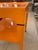 Glossy Hermes Orange Square Two Tier End Tables -a Pair For Sale - Image 13 of 16