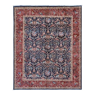 Navy Persian Ferahan Design Hand-Knotted Wool Rug, 08'02 X 09'11 For Sale