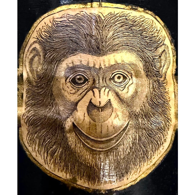 Black Vintage Singerie (Monkey) Tole Cachepot For Sale - Image 8 of 8