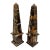 Timelsss Vintage Coffee and Caramel Colored Italian Portoro Nero Solid Marble Obelisks, Grand Tour Style, Mid Century, a Pair For Sale