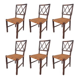 Mid-Century Wood and Rope Chairs in the style of Paolo Buffa, Italy, 1940, Set of 6 For Sale
