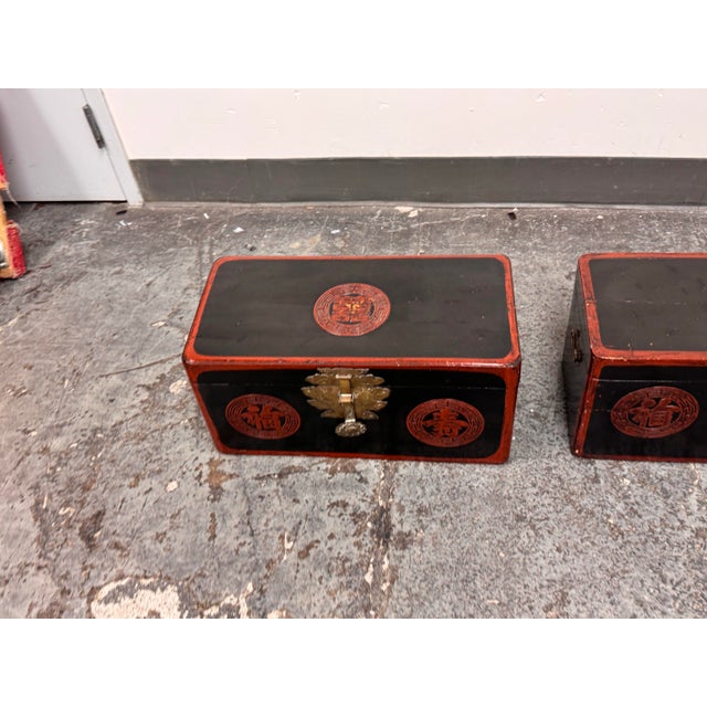 Korean Vintage Wedding Box/Dowry Chest, Pair For Sale - Image 4 of 12