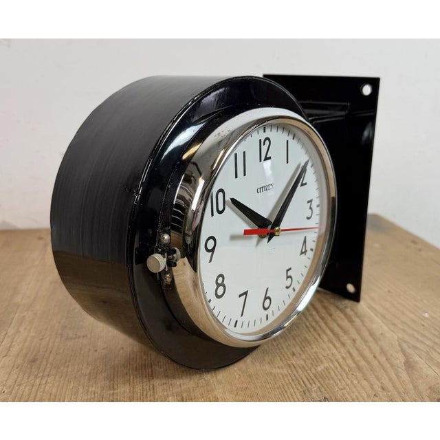 Vintage Black Citizen Double-Sided Ship Wall Clock, 1980s For Sale - Image 10 of 18