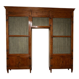 17th Century Bolognese Walnut Bookcase With Original Wire, Fabric Panels, Hidden Compartments & Working Locks For Sale