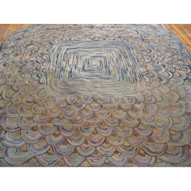 American Charming Antique American Hooked Rug With Special Geometric Pattern For Sale - Image 3 of 6
