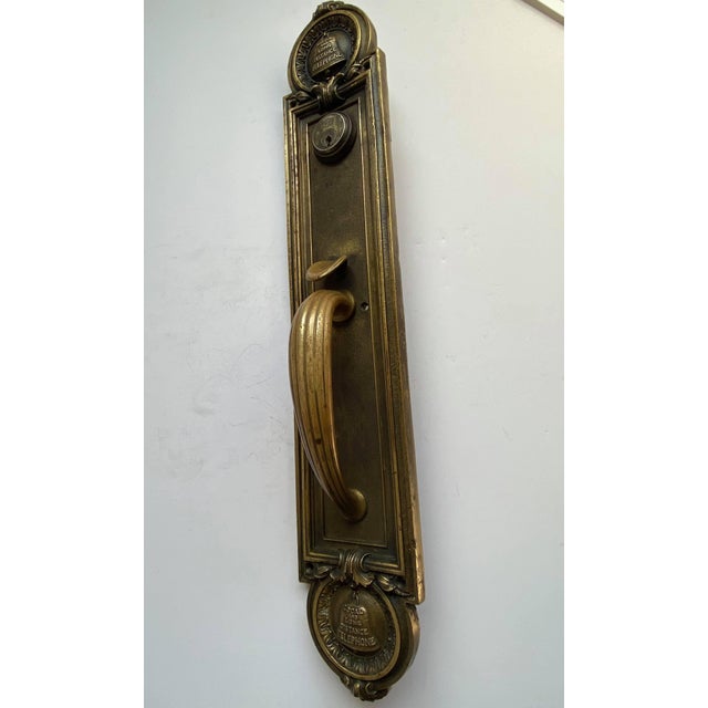 Metal Antique Cast Brass Emblematic Telephone Company Exterior Door Handle For Sale - Image 7 of 7
