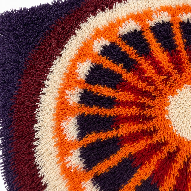 Textile Mid Century Modern Scandinavian Square Small Rya Rug / Carpet For Sale - Image 7 of 8
