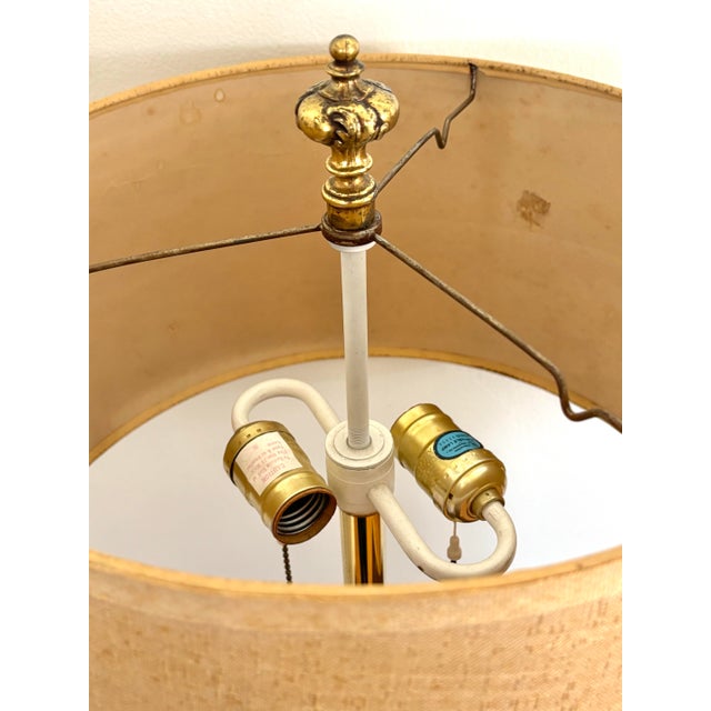 Brass Mid 20th Century Brass Midcentury Modern Lamp With Linen Shade For Sale - Image 8 of 11