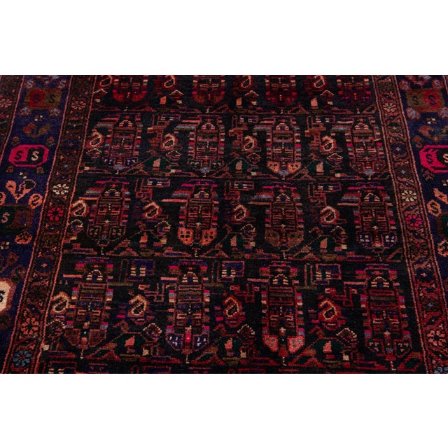 Textile 1950s Hamadan Hand-Knotted Wool Rug Vintage Persian With Allover Motif For Sale - Image 7 of 7