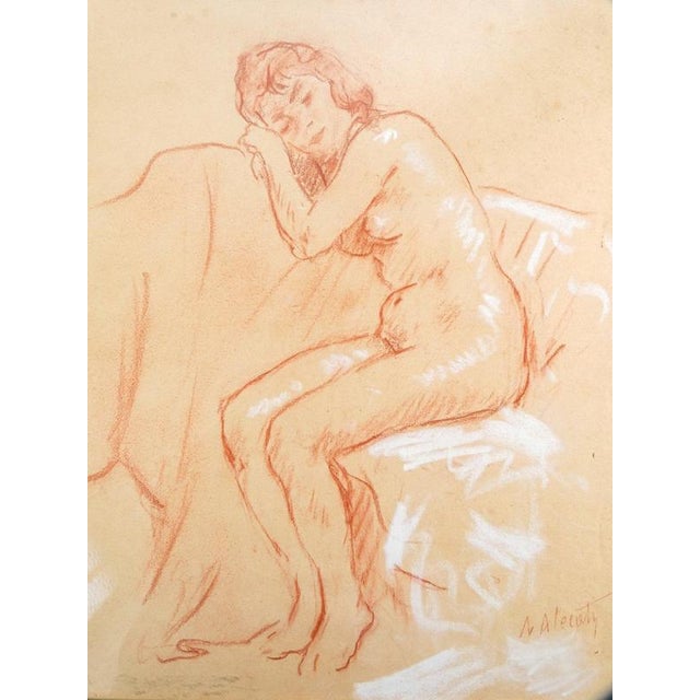 Ambrogio A. Alciati, Female Nude, Sanguine & Pastel on Paper For Sale - Image 3 of 12