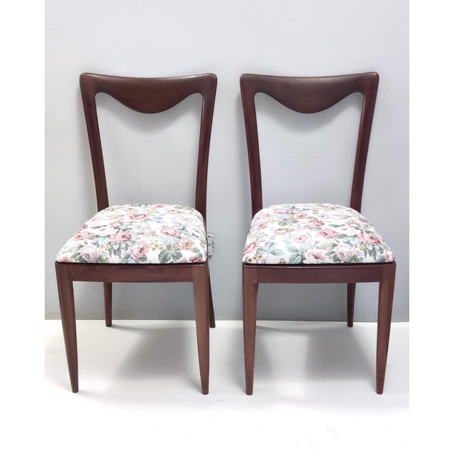1950s Dining Chairs with Beech Frame and Linen Patterned Fabric attributed to Carlo Enrico Rava, 1950s, Set of 4 For Sale - Image 5 of 13