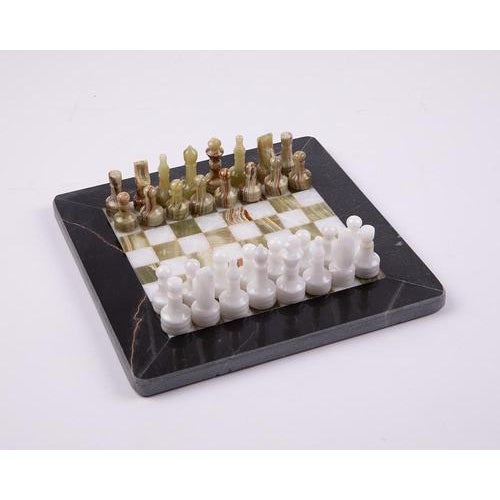 Marble Chess Game in Blue Velvet Box, 1900s For Sale - Image 11 of 14