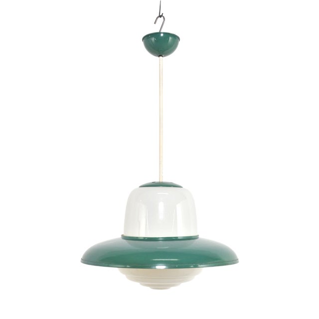 Vintage Pendant Light in Opaline, 1950s For Sale