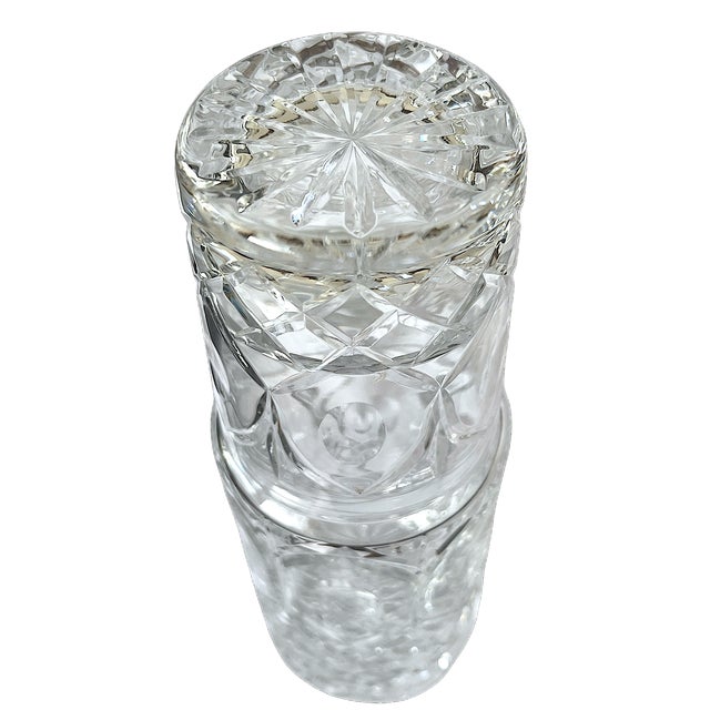 1990s 1990s Heavy Cut Glass Bedside Water Carafe & Tumbler Set in the Style of Ralph Lauren For Sale - Image 5 of 8
