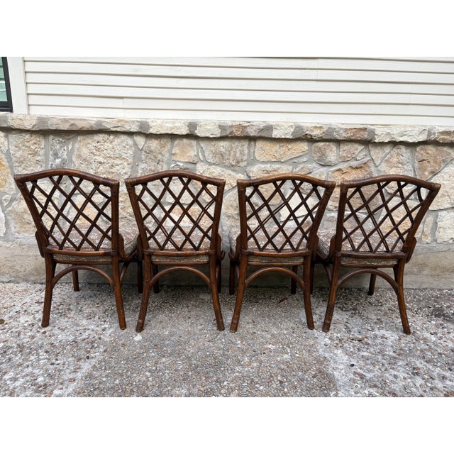 Set of 4 Vintage Diamond Lattice Backed Side Chairs For Sale - Image 4 of 10