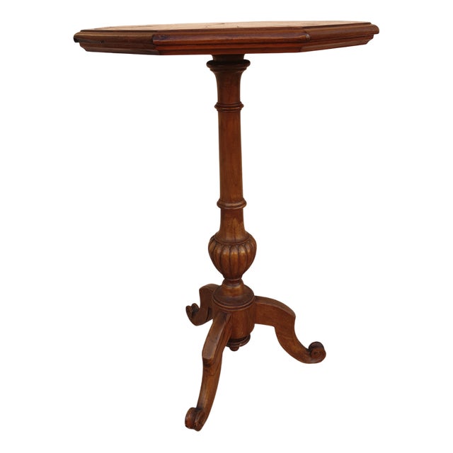 Vintage Octagonal Table in Walnut, 1930s For Sale