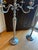 Hollywood Regency Pair of Oversized Vintage Silver Candelabras For Sale - Image 3 of 6