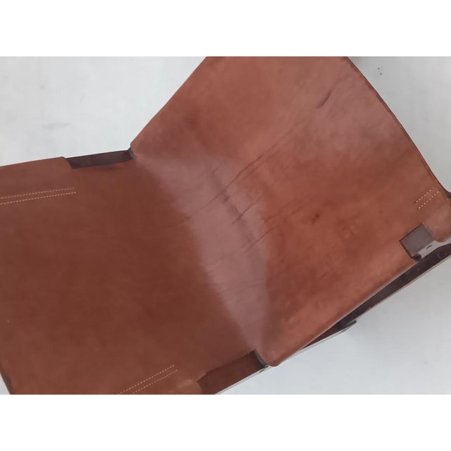 Spanish Wood and Leather Chair, 1960s For Sale - Image 6 of 10