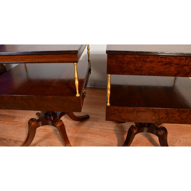 1930 Regency Neoclassical Style Mahogany TwoTier EndTables Schmieg & Kotzian For Sale - Image 6 of 18