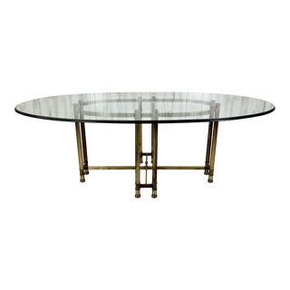 1980's Italian Brass and Glass Dining Table For Sale
