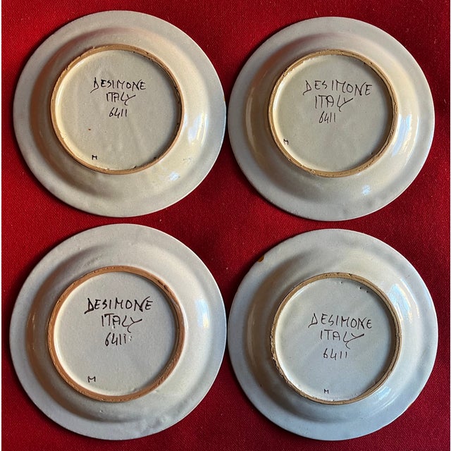 Ceramic Mid-Century Modern Hand Painted Italian Pottery Plates by Desimone Circa 1960's - Set of 4 For Sale - Image 7 of 9
