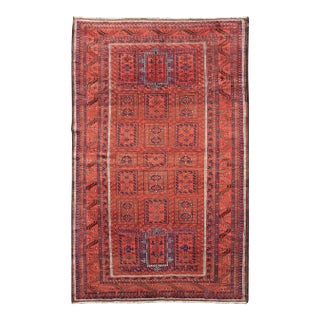 Antique Baluch Tribal Rug With All-Over Geometric Design in Red 5'11 X 10 For Sale