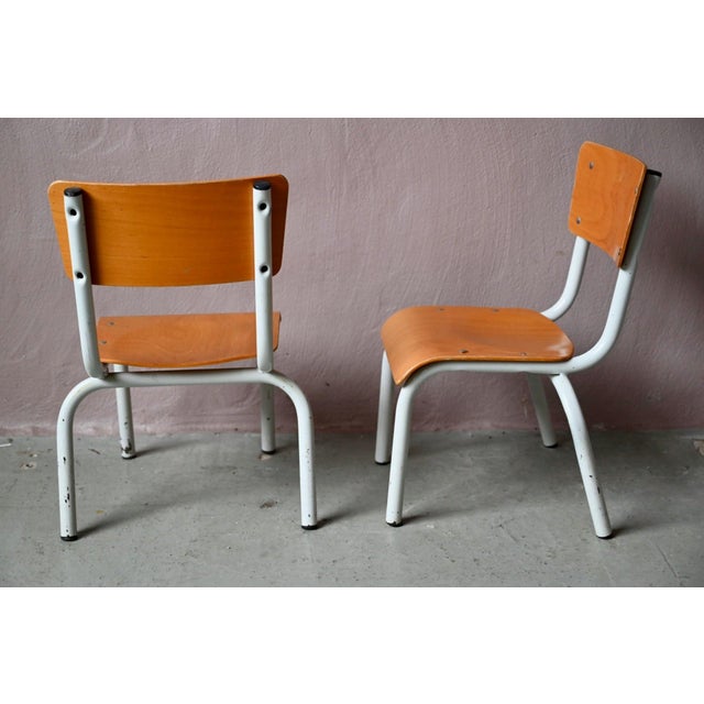 Vintage School Chair in Tubular Metal and Plywood, 1960s For Sale - Image 3 of 12