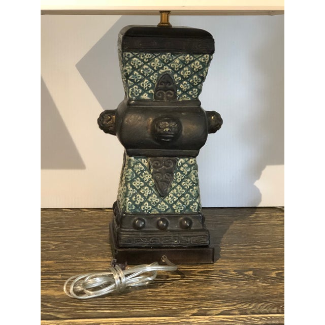 20th Century Primitive Style Ceramic Vase Table Lamps - a Pair For Sale In West Palm - Image 6 of 9