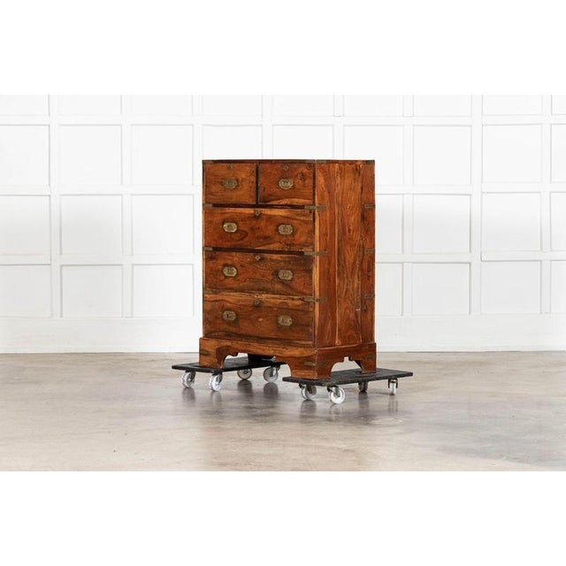 circa 1880 19thC English Walnut Campaign Chest Drawers W 78.5cm D 40.5cm H 100cm Weight 48kg