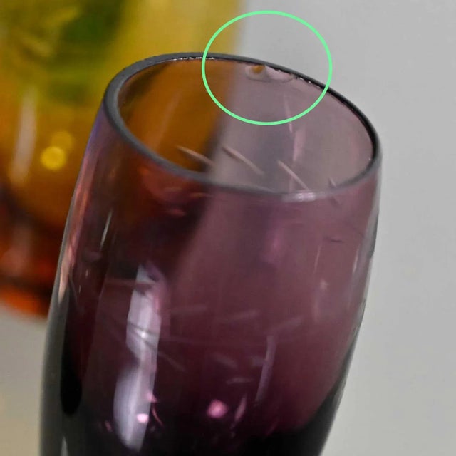 Vintage Set of 21 Blown Glass Multi Color Small Cocktail Snifters Cordials or Shot Glasses 3 Sizes For Sale - Image 12 of 13