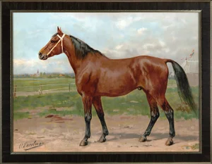 American Race Horse by Eerelman Framed in Italian Wood Vener Moulding
