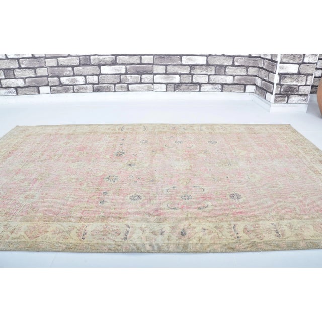 Textile 1960s Pale Pink Natural Vintage Area Carpet For Sale - Image 7 of 11