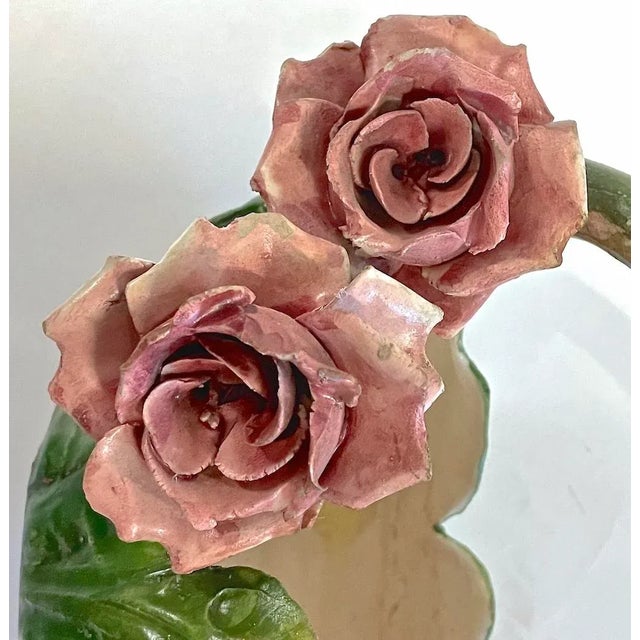 1900 - 1909 Antique French Majolica Floral Basket Vase For Sale - Image 5 of 5