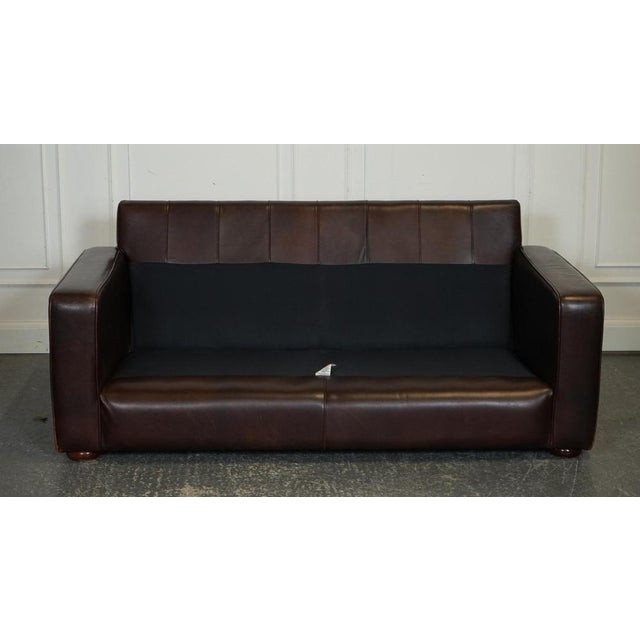 Vintage Brown Leather Two to Three Seater Sofa For Sale - Image 15 of 16