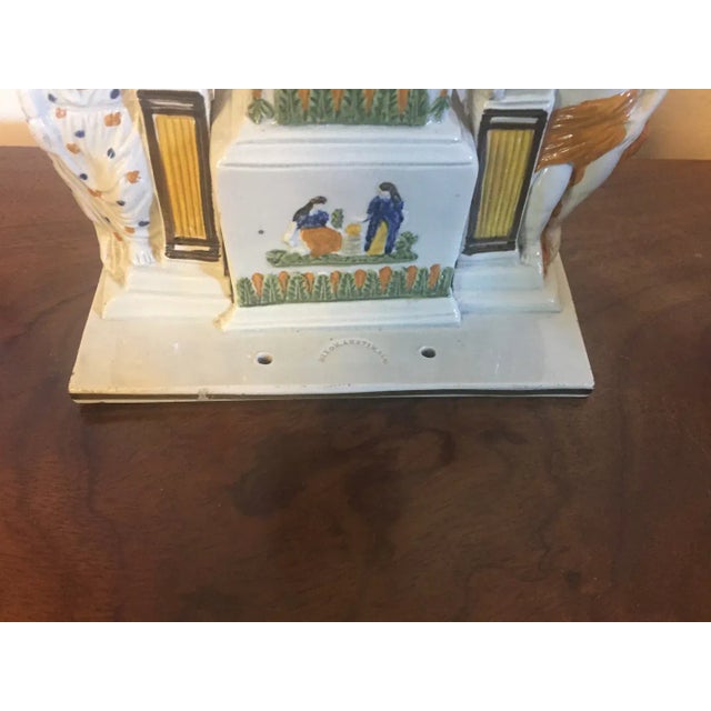 Black Antique Circa 1820 English Staffordshire Pearlware Dixon Austin & Company Grandfather Clock Watch Holder For Sale - Image 8 of 13