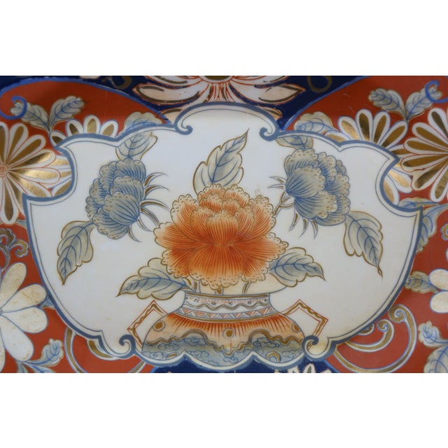 Antique Japanese Imari Porcelain Octagonal Chrysanthemums Tray Platter 14" For Sale - Image 6 of 12
