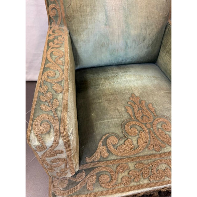 Armchairs in Silk Velvet and Embroidery, Set of 2 For Sale - Image 4 of 18