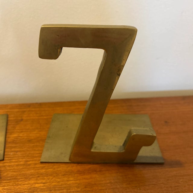 1970s Vintage 1970s Brass a to Z Bookends For Sale - Image 5 of 9