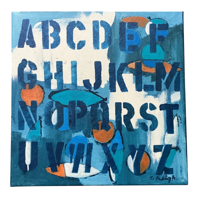 Contemporary Original Stephen Heigh Abstract Painting on Canvas “Alphabet Soup” For Sale