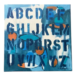 Contemporary Original Stephen Heigh Abstract Painting on Canvas “Alphabet Soup”