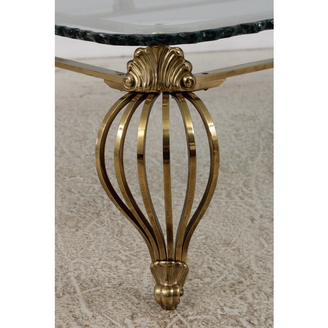 Labarge Stunning Hollywood Regency Brass & Glass Coffee Table For Sale - Image 14 of 14