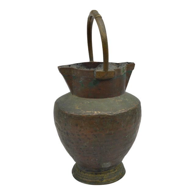 Antique Large Moroccan Brass Berber Vessel With Spouts & Handle For Sale