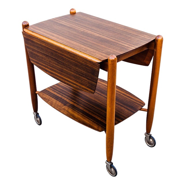 Vintage 1950s British Mid Century Modern Expandable Bar Cart by Vanson For Sale