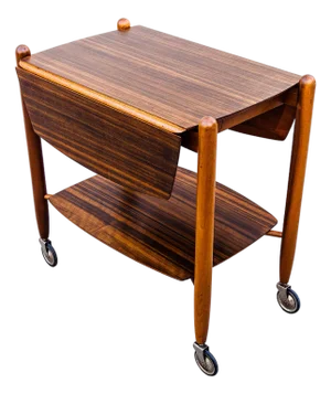 Vintage 1950s British Mid Century Modern Expandable Bar Cart by Vanson