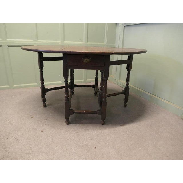 Georgian Oak Gate Leg Table with Drawer For Sale - Image 6 of 8