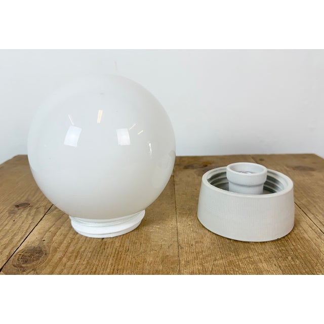 Vintage White Porcelain and Glass Ceiling Light, 1970s For Sale - Image 6 of 12