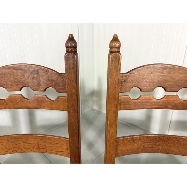 Rustic Oak Razor High Back Dining Chairs, 1960s, Set of 6 For Sale - Image 6 of 18