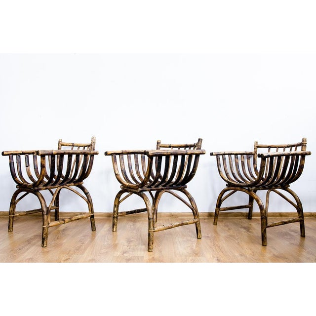 Brown Art Deco Rattan Armchairs, Set of 3 For Sale - Image 8 of 18